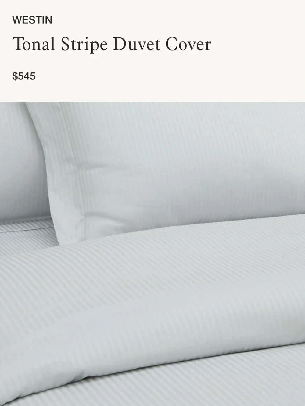 NWT Westin Hotel King Tonal Stripe Duvet Cover Ivory Egyptian Cotton $545